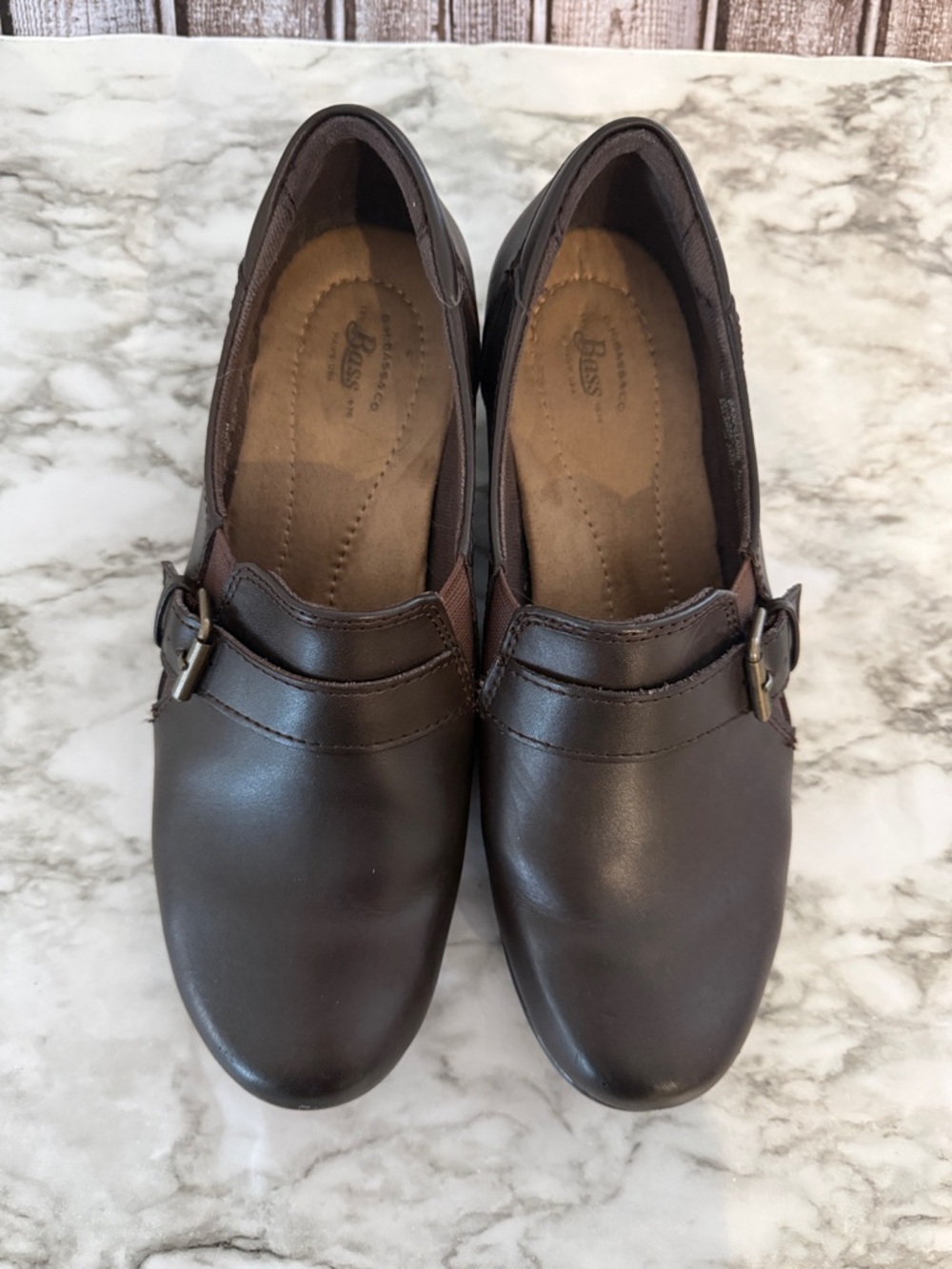 Bass Women's Dark Brown Slip-On Loafers with Buckle Accent